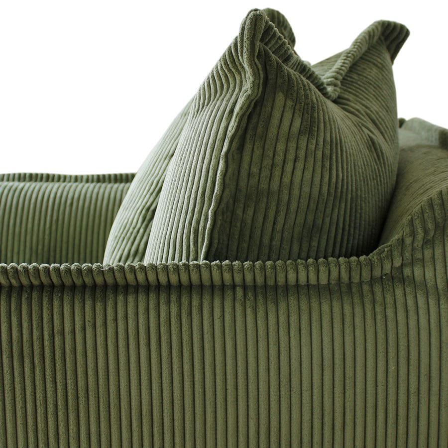 The Cloud 3 Seater Sofa with Sage Corduroy Slipcover By Black Mango