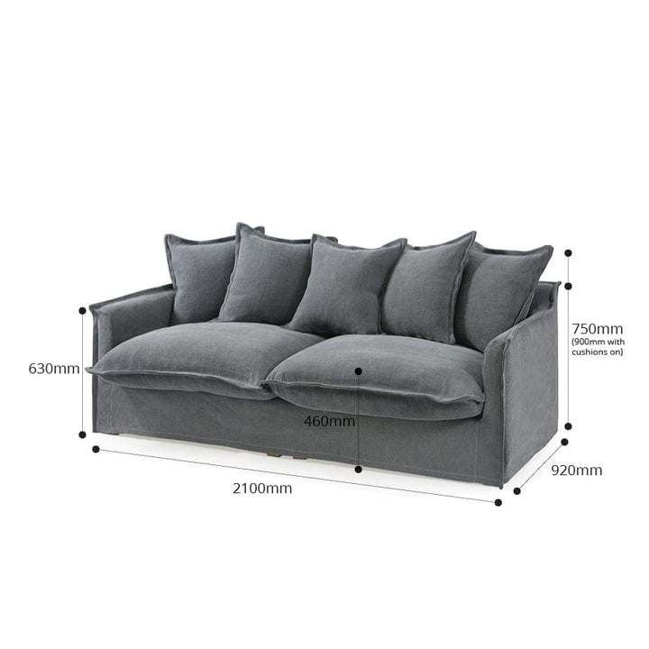 The Cloud 3 Seater Sofa with Slate Slipcover By Black Mango