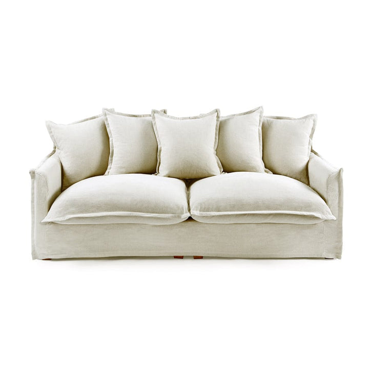 The Cloud 3 Seater Sofa with Stone Slipcover By Black Mango