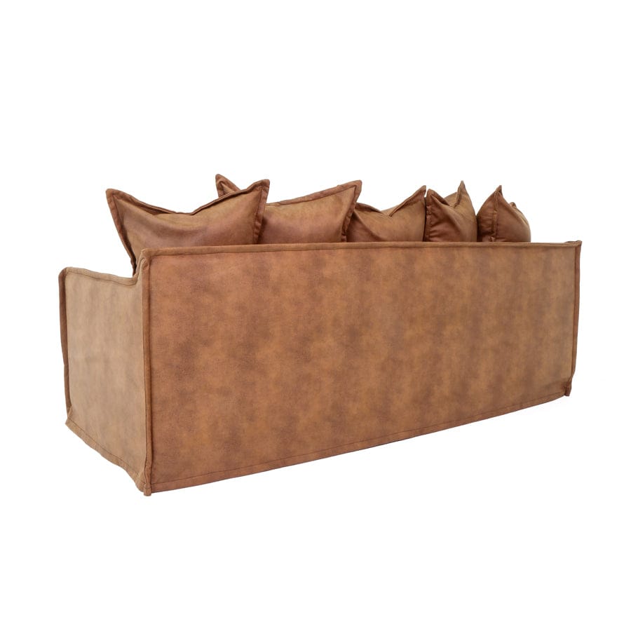 The Cloud 3 Seater Sofa with Tan Leatherette Slipcover By Black Mango Interiors