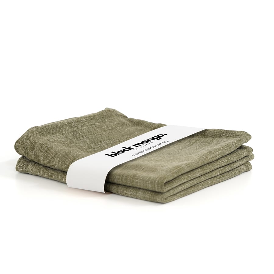 The Cloud Cushion Cover Olive | Set of 2 By Black Mango Interiors