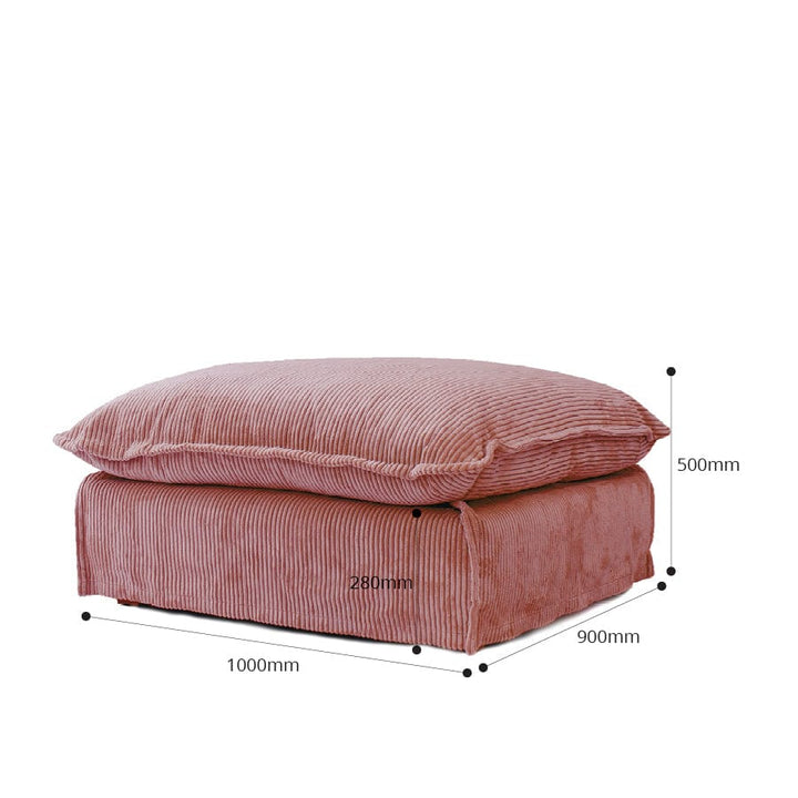 The Cloud Ottoman with Blush Corduroy Slipcover By Black Mango