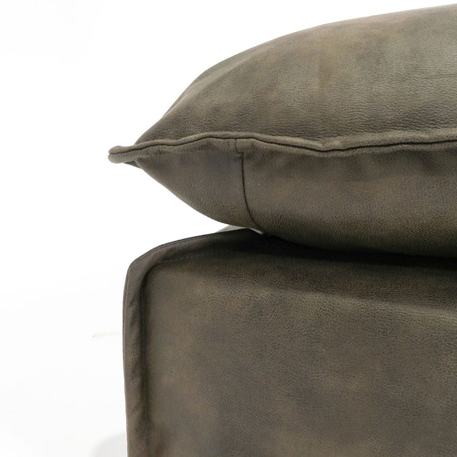 The Cloud Ottoman with Brunswick Leatherette Slipcover By Black Mango Interiors