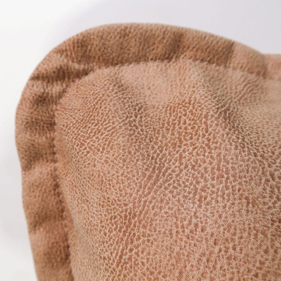 The Cloud Ottoman with Fawn Leatherette Slipcover By Black Mango Interiors