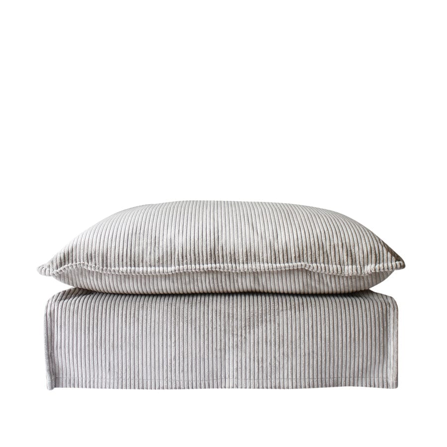 The Cloud Ottoman with Mist Corduroy Slipcover By Black Mango