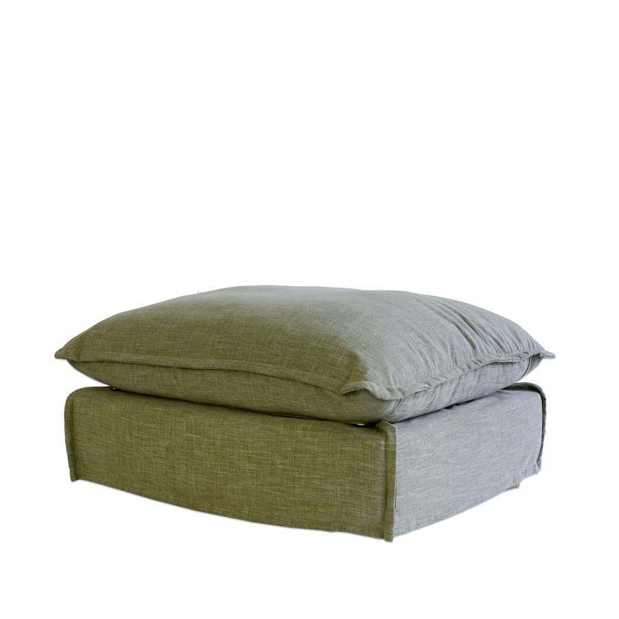 The Cloud Ottoman with Olive Slipcover By Black Mango Interiors