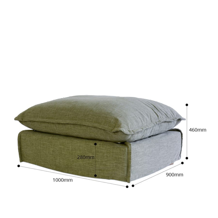 The Cloud Ottoman with Olive Slipcover By Black Mango Interiors
