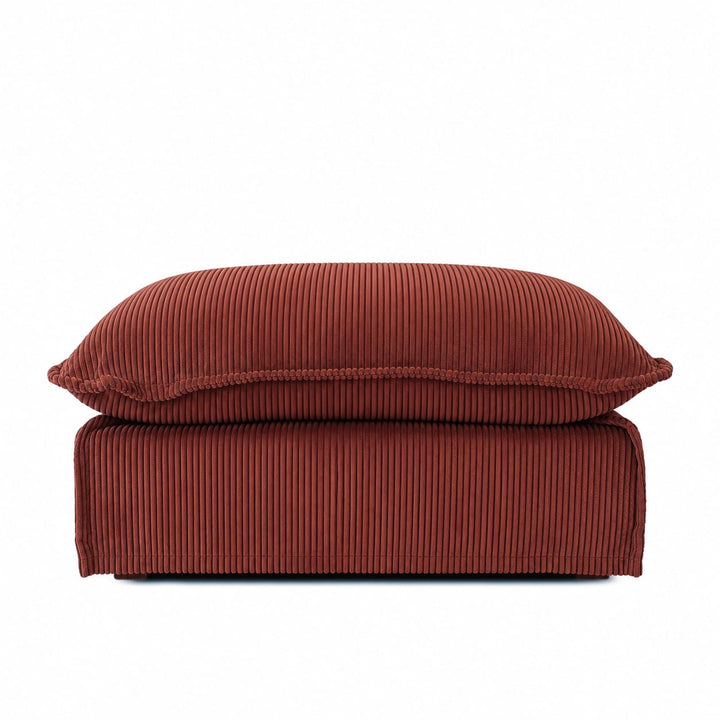 The Cloud Ottoman with Rust Corduroy Slipcover By Black Mango Interiors