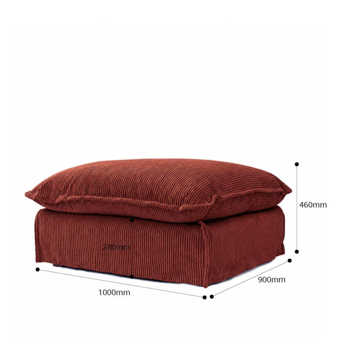 The Cloud Ottoman with Rust Corduroy Slipcover By Black Mango Interiors