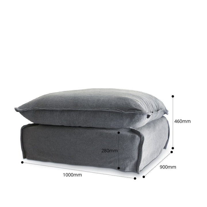 The Cloud Ottoman with Slate Slipcover By Black Mango Interiors