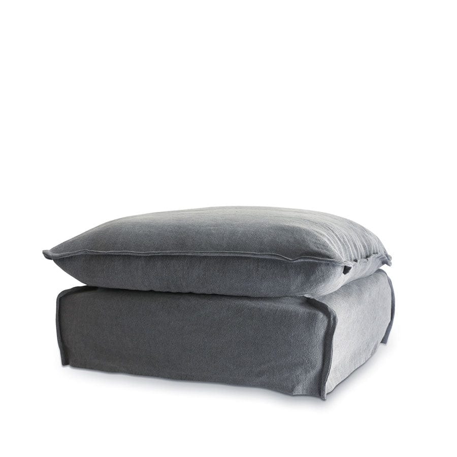 The Cloud Ottoman with Slate Slipcover Black Mango