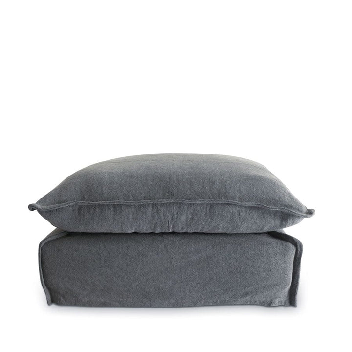 The Cloud Ottoman with Slate Slipcover By Black Mango