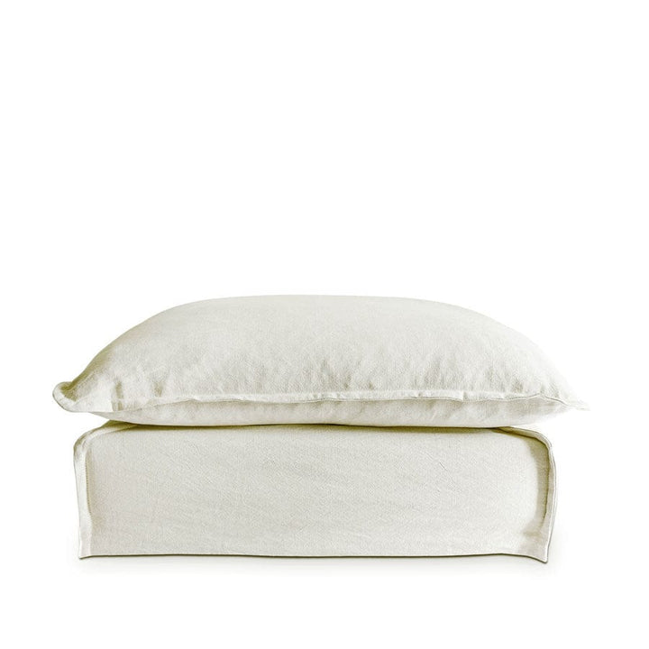 The Cloud Ottoman with Stone Slipcover By Black Mango