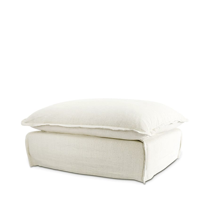 The Cloud Ottoman with Stone Slipcover By Black Mango