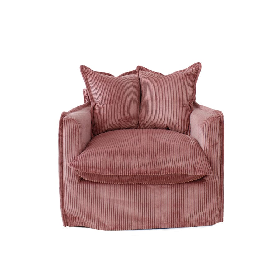 The Cloud Single Seater with Blush Corduroy Slipcover By Black Mango