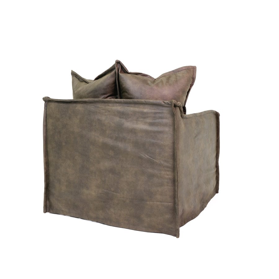 The Cloud Single Seater with Brunswick Leatherette Slipcover By Black Mango Interiors