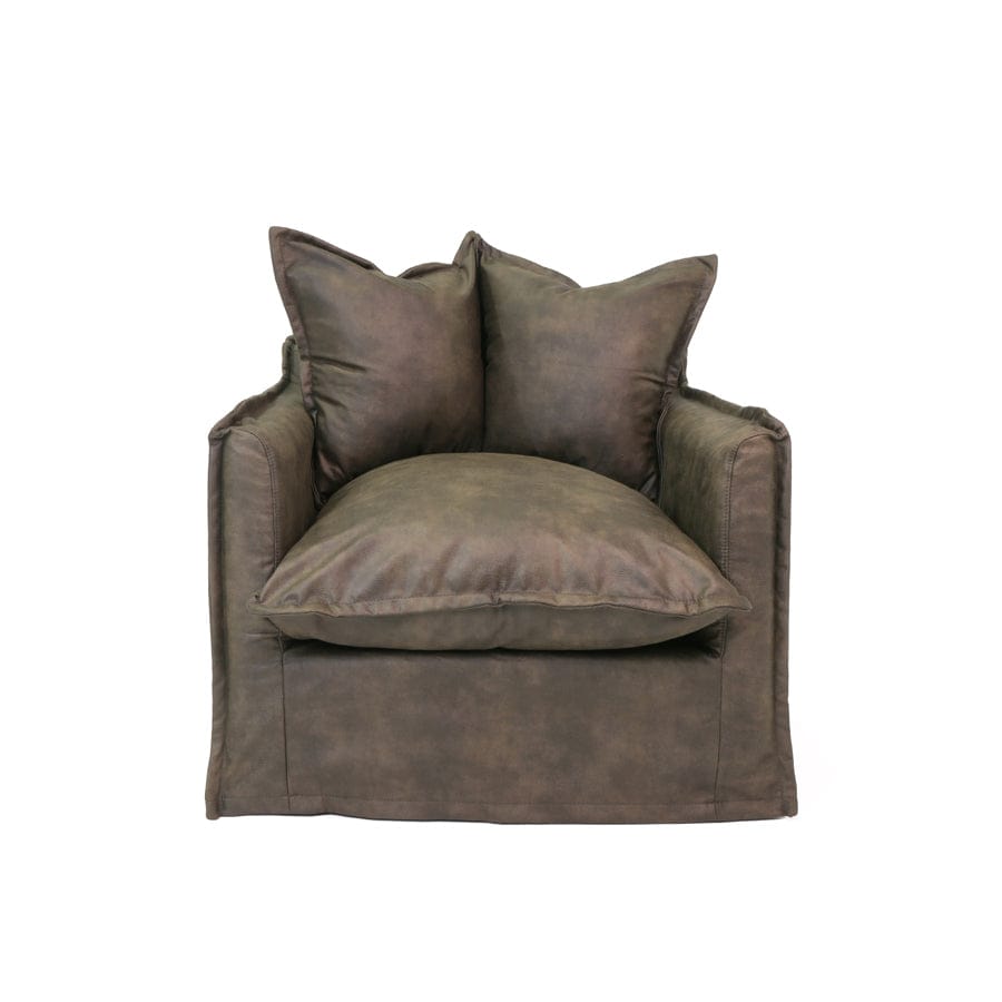 The Cloud Single Seater with Brunswick Leatherette Slipcover By Black Mango Interiors