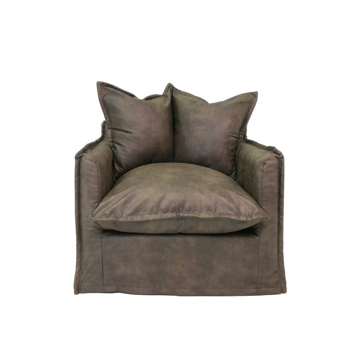 The Cloud Single Seater with Brunswick Leatherette Slipcover By Black Mango Interiors