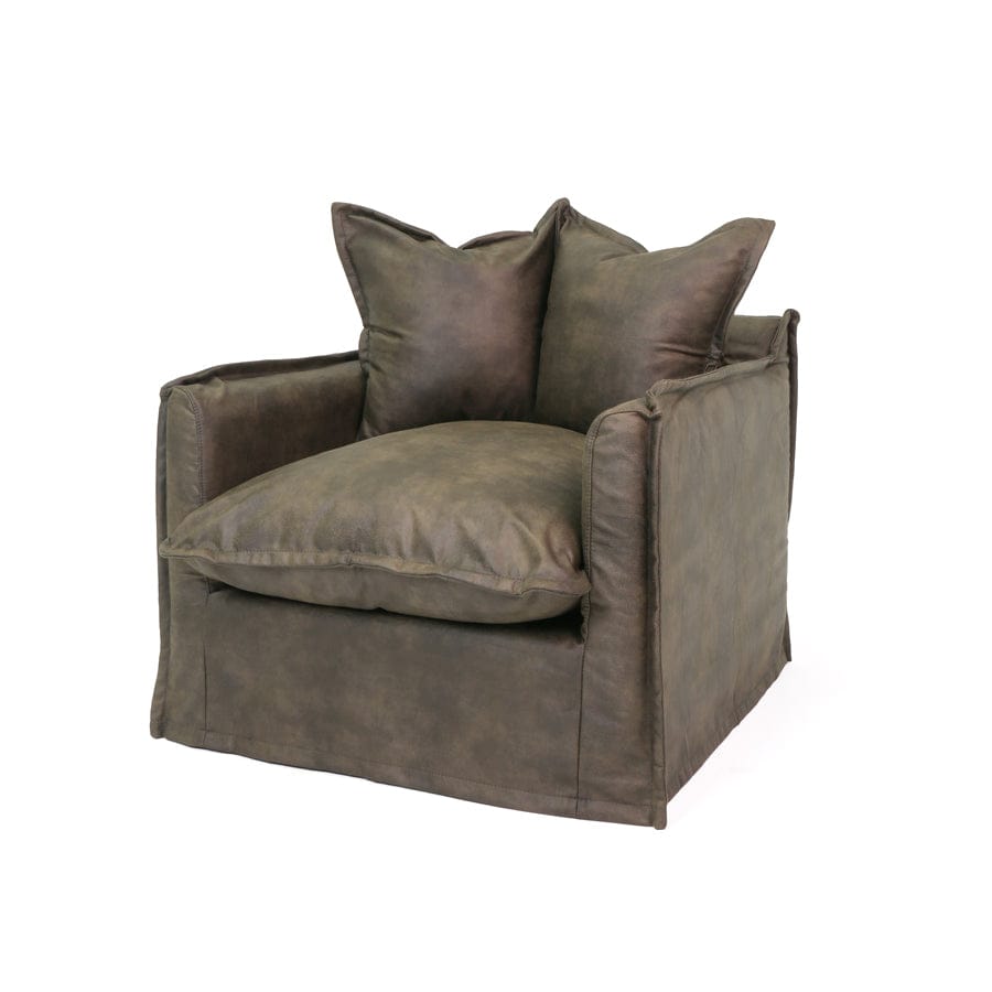 The Cloud Single Seater with Brunswick Leatherette Slipcover By Black Mango Interiors