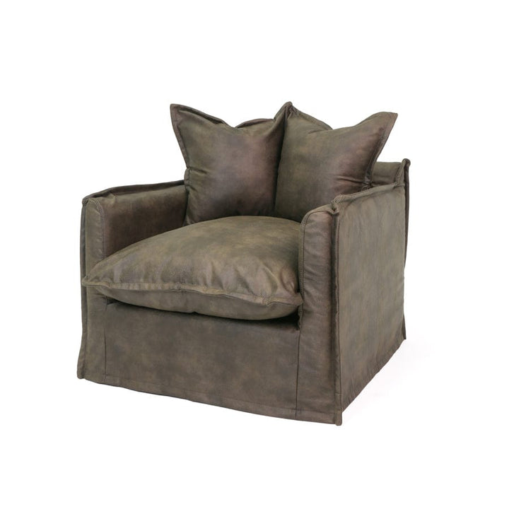 The Cloud Single Seater with Brunswick Leatherette Slipcover By Black Mango Interiors