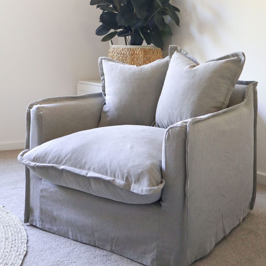 The Cloud Single Seater with Cloudy Grey Slipcover By Black Mango