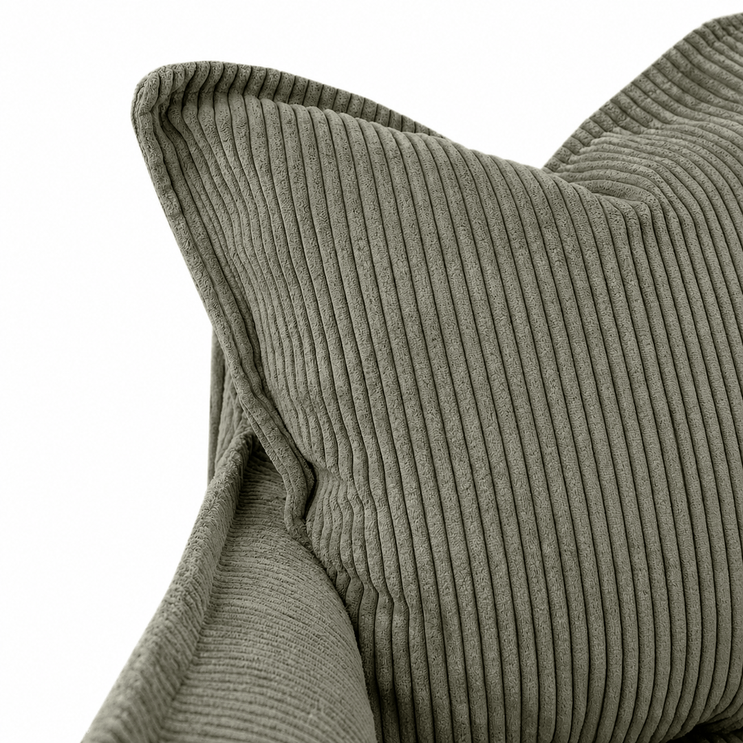 The Cloud Single Seater with Eucalyptus Corduroy Slipcover By Black Mango Interiors