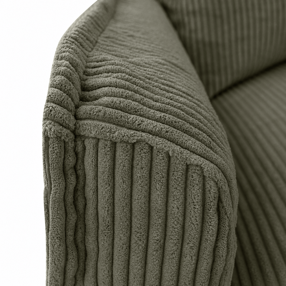 The Cloud Single Seater with Eucalyptus Corduroy Slipcover By Black Mango Interiors
