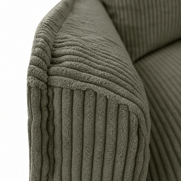 The Cloud Single Seater with Eucalyptus Corduroy Slipcover By Black Mango Interiors
