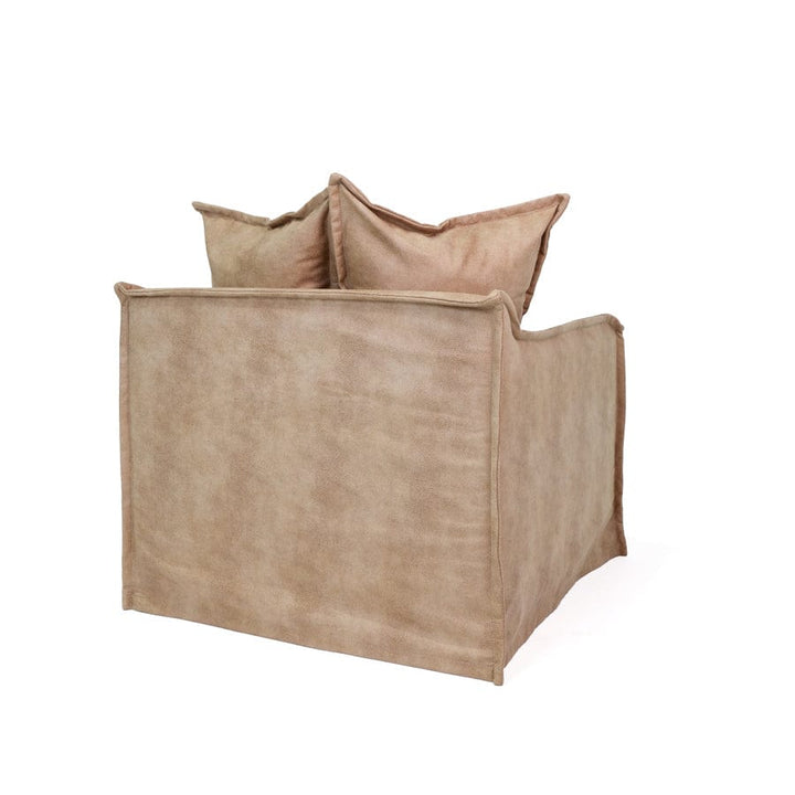 The Cloud Single Seater with Fawn Leatherette Slipcover By Black Mango Interiors