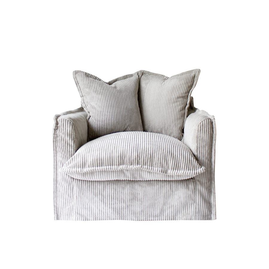 The Cloud Single Seater with Mist Corduroy Slipcover By Black Mango