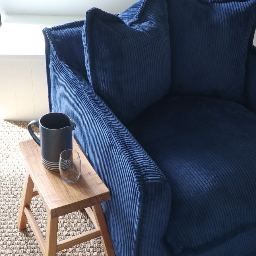 The Cloud Single Seater with Navy Slipcover By Black Mango