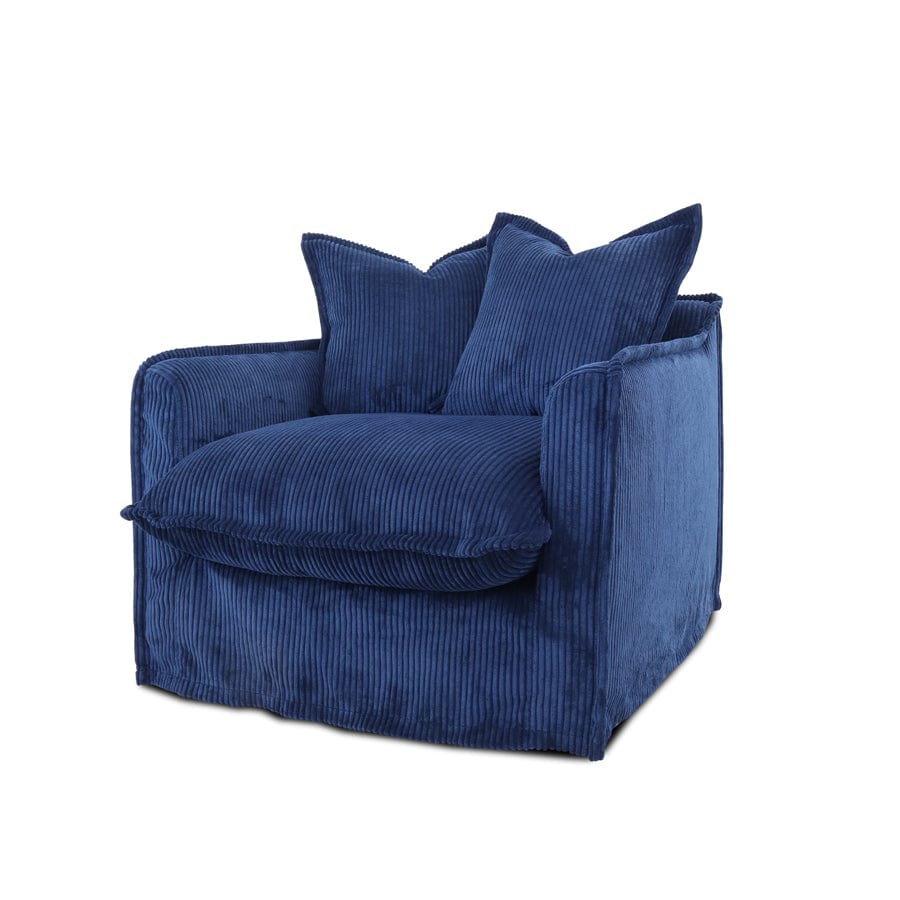 The Cloud Single Seater with Navy Slipcover By Black Mango