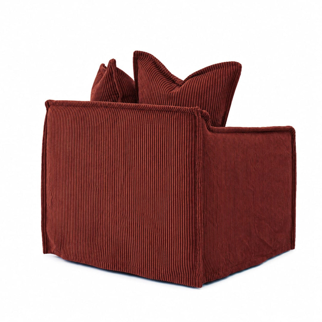 The Cloud Single Seater with Rust Corduroy Slipcover By Black Mango Interiors