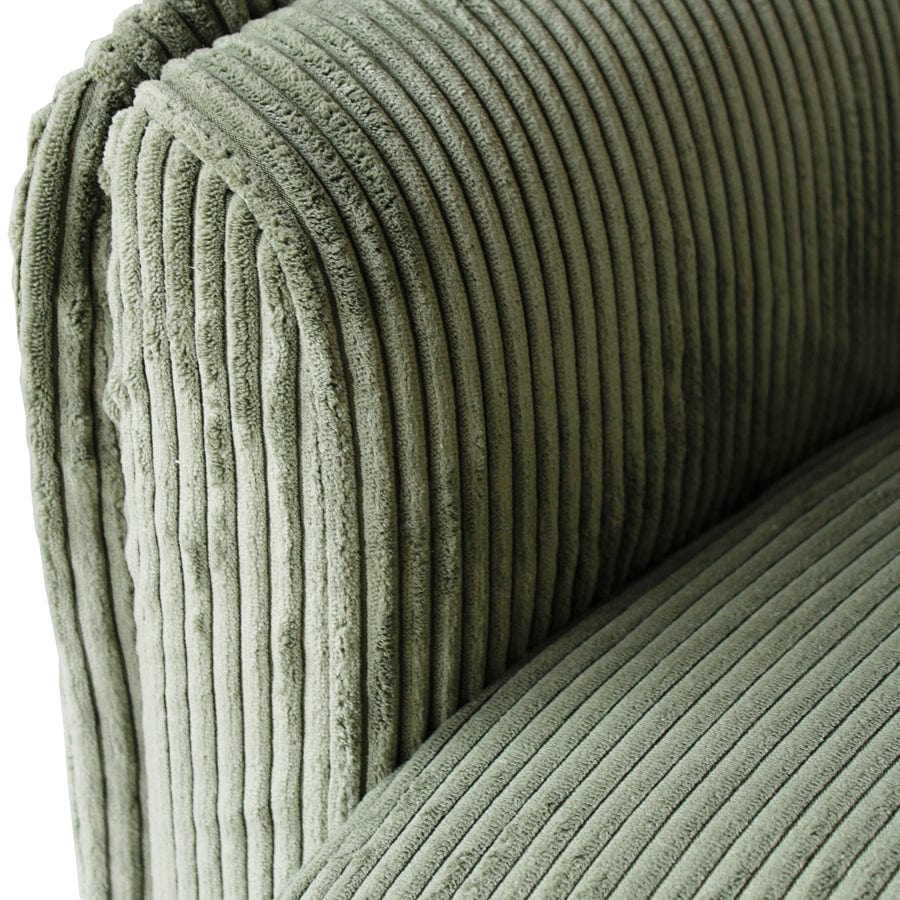 The Cloud Single Seater with Sage Corduroy Slipcover By Black Mango