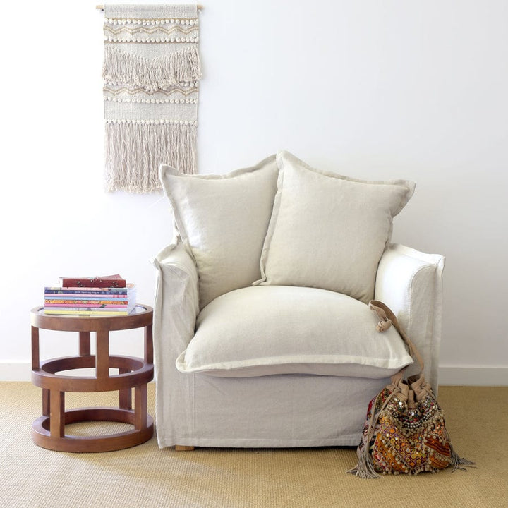 The Cloud Single Seater with Stone Slipcover By Black Mango