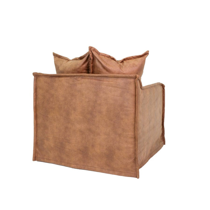 The Cloud Single Seater with Tan Leatherette Slipcover By Black Mango Interiors