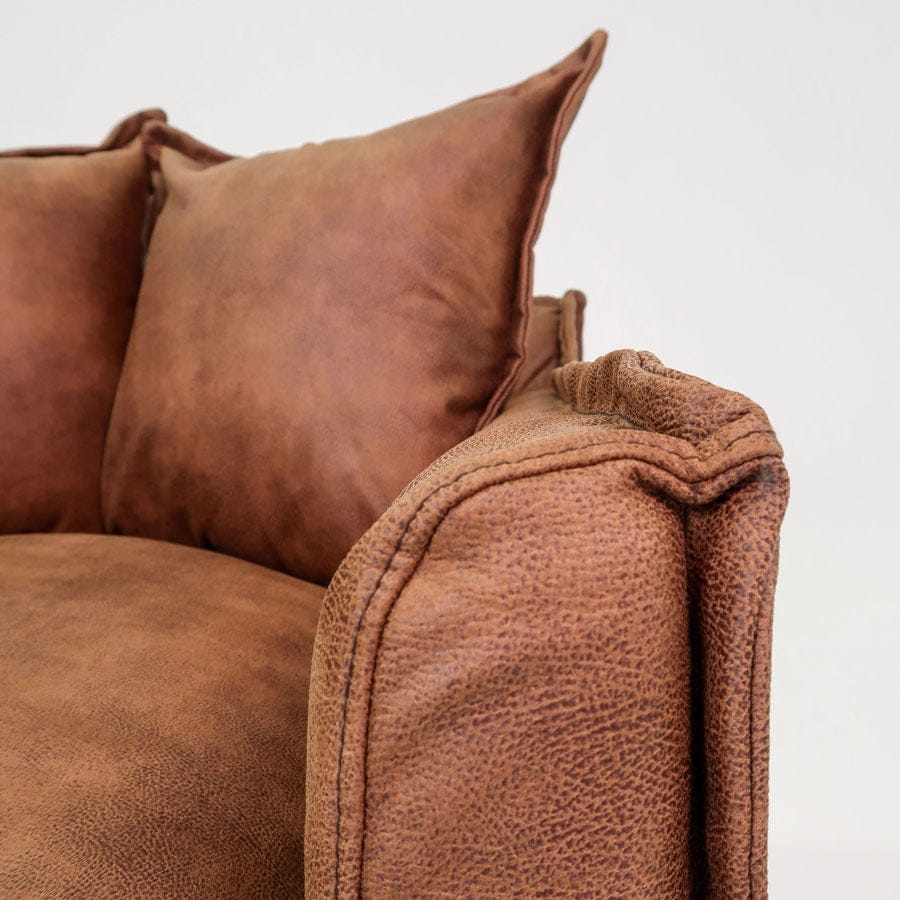 The Cloud Single Seater with Tan Leatherette Slipcover By Black Mango Interiors