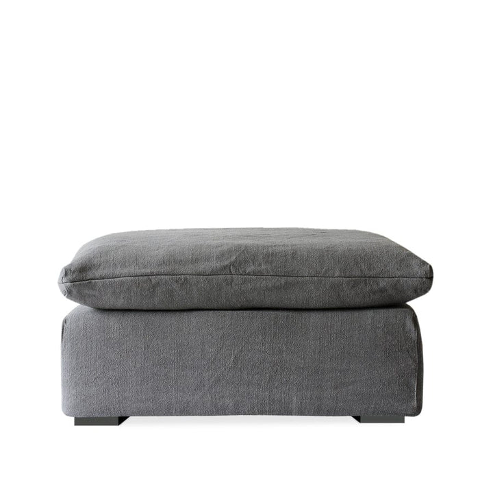 The Haven Ottoman with Slate Slipcover By Black Mango