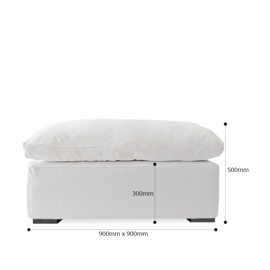 The Haven Ottoman with White Slipcover By Black Mango