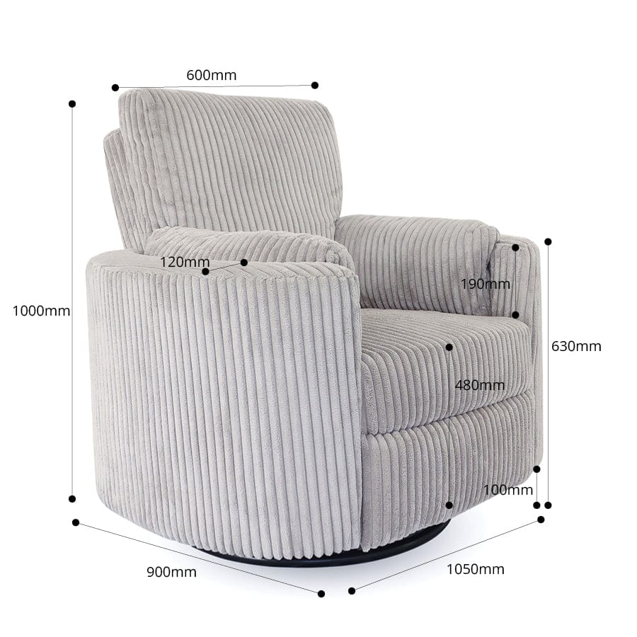 The Hug Swivel Recliner Chair Light Grey By Black Mango Interiors