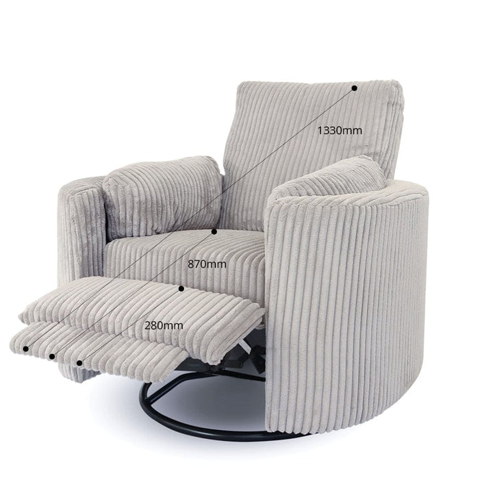 The Hug Swivel Recliner Chair Light Grey By Black Mango Interiors